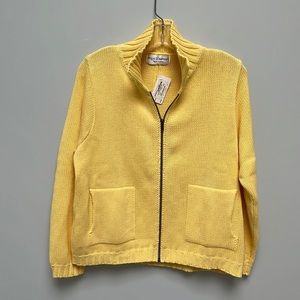 BKg & Company yellow cotton cardigan. One size - fits like a medium. NWT